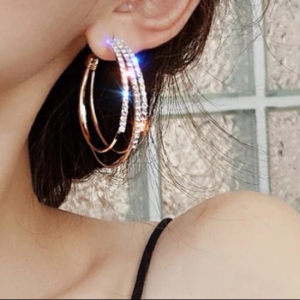 18K yellow gold plated hoop earrings - Picture 6 of 7